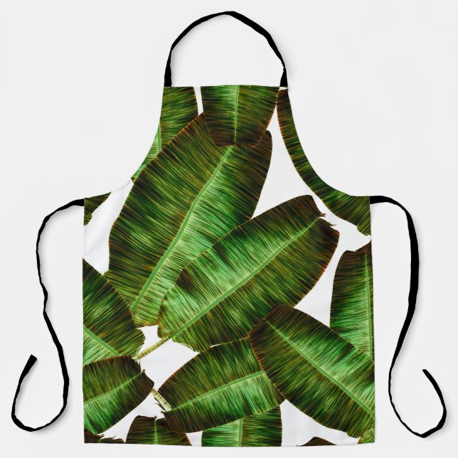 Delantal Hojas tropicales de plátano, hojas de selva sin co (Anverso)