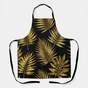Delantal Hojas Tropicales Doradas Patrón de Lujo