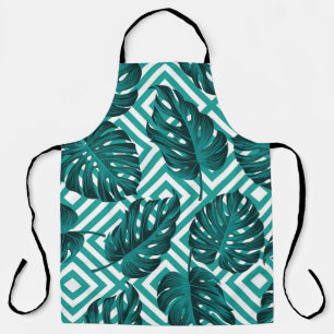 Delantal Hojas Tropicales: Patrón floral sin soldadura.