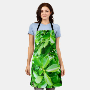 Delantal Hojas verdes de árboles de caucho, Apron de impres
