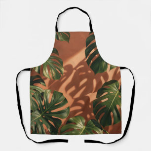Delantal Hojas verdes de Monstera Sombra de terracota