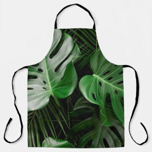 Delantal Hojas verdes de monstera y hojas de palma
