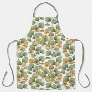 Delantal Hojas verdes y doradas. Diseño