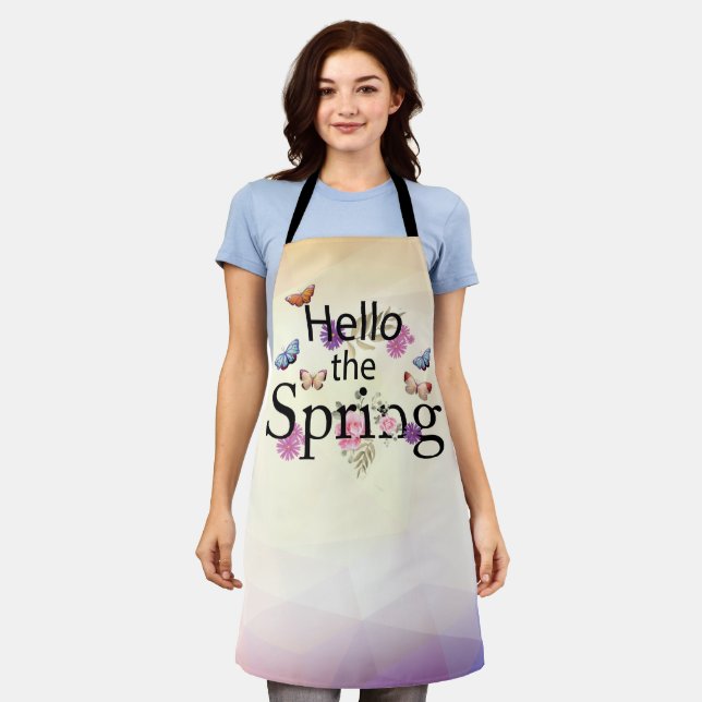 Delantal Hola, Aprón De Flores De Primavera (Gastado)