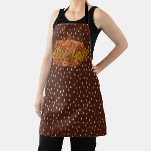 Delantal Hola Calabaza Purpurina Otoño + Oro y Vino Metál