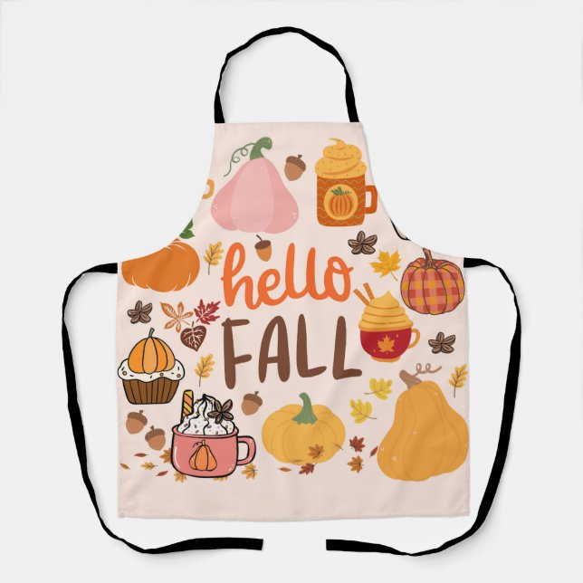 Delantal Hola Calabazas de Otoño (Anverso)