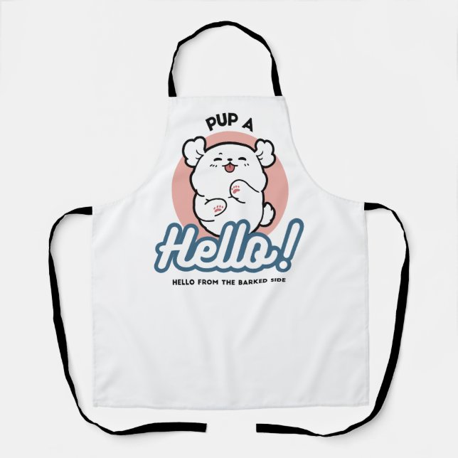 Delantal ¡Hola! - Diseño feliz de Personalizados de perros  (Anverso)