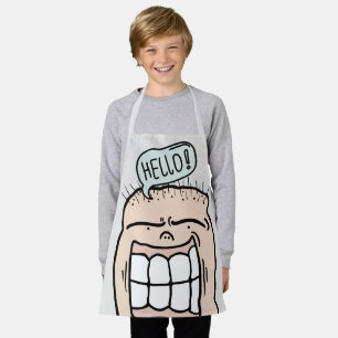 Delantal Hola divertido dibujo animado sonriendo niños lind