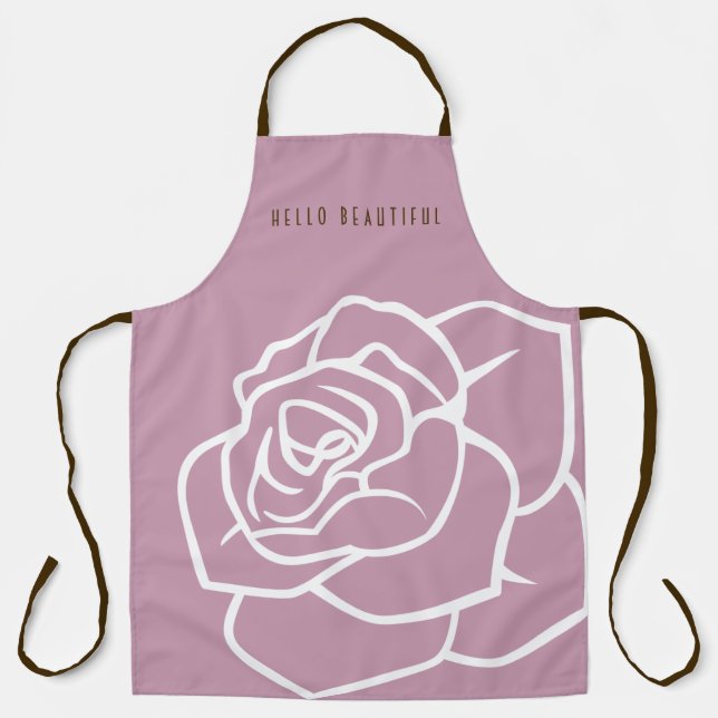 Delantal Hola Hermosa - Rosa Rosa Floral Simple Moderna (Anverso)
