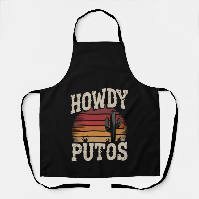 Delantal Hola Putos Cactus Divertido Retro Antiguo (Anverso)
