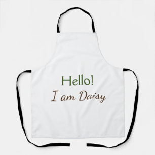Delantal Hola soy Daisy agregar texto nombre simple minimal