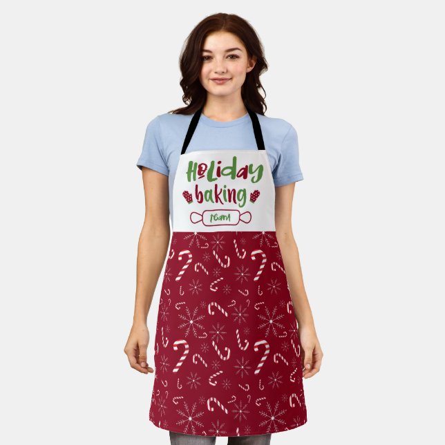 Delantal Holiday Baking Team Cuadros Navidades Red Green (Gastado)