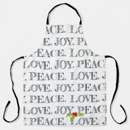 Delantal Holiday Peace Love Joy Navidades Holly Artisan