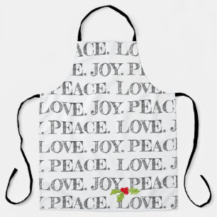 Delantal Holiday Peace Love Joy Navidades Holly Artisan