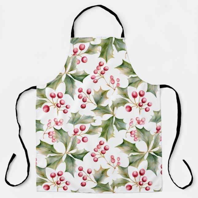 Delantal Holly Berry Navidad Apron (Anverso)