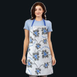 Delantal Holly Hanukkah Purpurinoso Floral Azul<br><div class="desc">Hau’oli Hanukaha es Hawai'ian para Happy Hanukkah! Este glamoroso ilustracion muestra nuestra interpretación tropical de la holly en los colores de Hanukkah y sutiles gradientes y hojas purpurinoso. Este diseño también está disponible en una variedad de productos para el hogar.</div>