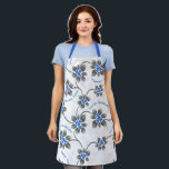 Delantal Holly Hanukkah Purpurinoso Floral Azul<br><div class="desc">Hau’oli Hanukaha es Hawai'ian para Happy Hanukkah! Este glamoroso ilustracion muestra nuestra interpretación tropical de la holly en los colores de Hanukkah y sutiles gradientes y hojas purpurinoso. Este diseño también está disponible en una variedad de productos para el hogar.</div>