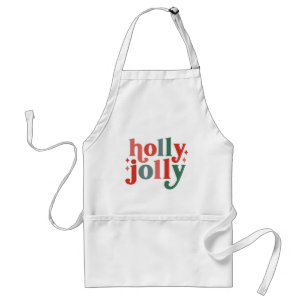 Delantal Holly Jolly - Tipografía de vacaciones retro