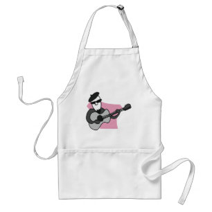 Delantal Hombre con boina tocando guitarra acústica