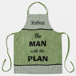 Delantal Hombre Con El Plan Monogramado Green+Gingham Check