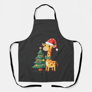 Delantal Hombre de Jengibre Jirafa Sombrero de Santa Navida