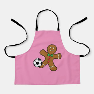 Delantal Hombre de jengibre jugando al fútbol