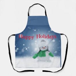 Delantal Hombre de nieve con una bufanda