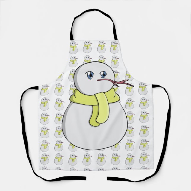 Delantal Hombre de nieve usando una bufanda amarilla (Anverso)