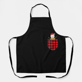 Delantal Hombre de nieve vestido de rojo en familia de búfa