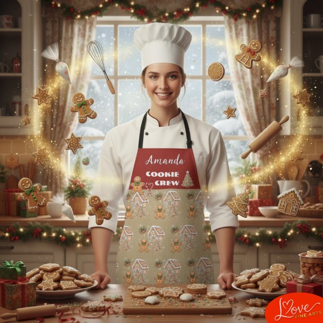 Delantal Hombre de pan de jengibre, casa, árbol, Navidades (Christmas Baking / Cooking Apron)