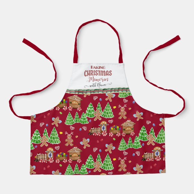 Delantal Hombre de pan de jengibre horneando Navidades Recu (Anverso)