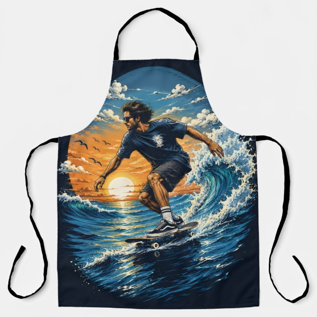 Delantal Hombre surfeando en las olas  (Anverso)