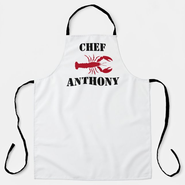 Delantal Hombres Chef Blancos de Lobster Rojo Personalizado (Anverso)