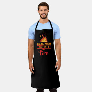 Delantal Hombres De Verdad Juegan Con Apron De Fuego, Hombr
