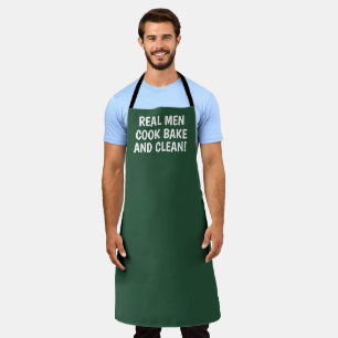 Delantal Hombres Elegante Verde Moderno Sencillo Padre Chef