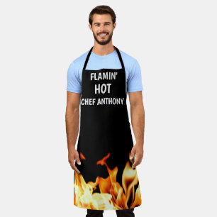 Delantal Hombres Flamin Hot Black Modern Dad Chef BBQ