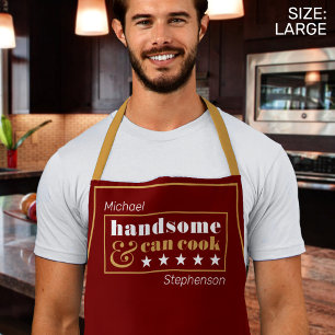 Delantal Hombres graciosos de la Moda de Cocina oscuro rojo