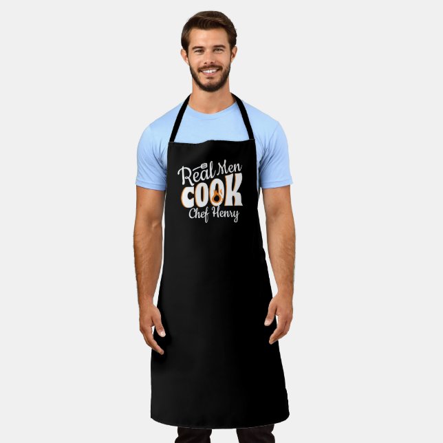 Delantal Hombres Reales Cocinan Blanco Negro (Gastado)