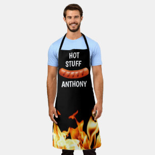 Delantal Hombres Salchicha Negro Moderno Papá Chef Barbacoa