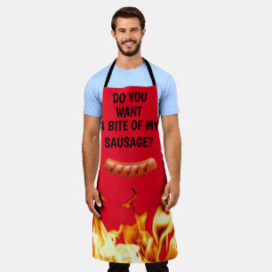 Delantal Hombres Sausage Red Modern Dad Chef BBQ