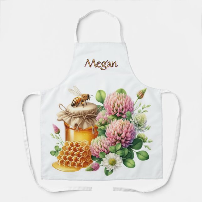 Delantal Honeybee Red Clover Tu Nombre (Anverso)