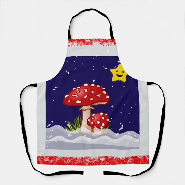 Delantal hongos de diseño de Navidad (Anverso)