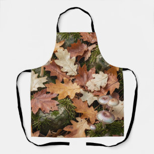 Delantal Hongos del suelo del bosque de otoño Musgo Hojas c