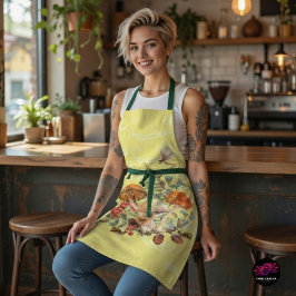 Delantal Hongos, libélulas, polillas y caracoles