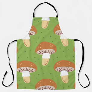 Delantal Hongos otoñales: patrón sin costuras verde.