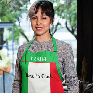 Delantal Hora De Cocinar La Bandera Italiana Personalizada 