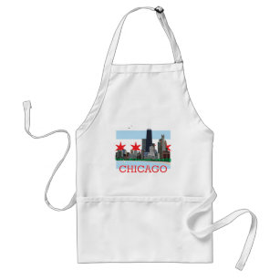 Delantal Horizonte de Chicago y bandera de la ciudad