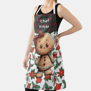 Delantal Horneador de pan de jengibre de Navidad personaliz
