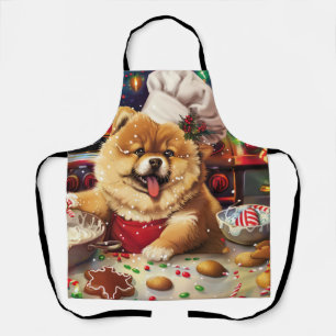 Delantal Horneando en vacaciones con Chow Chow: Navidad fes