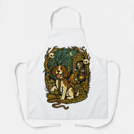 Delantal Horror Spooky Skeleton Dog Aesthetic